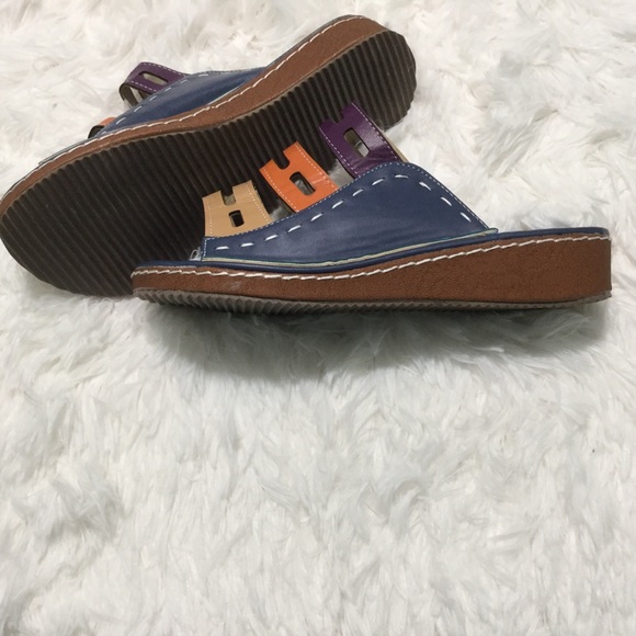 Casual Blue Wedge Sandal - Picture 4 of 6